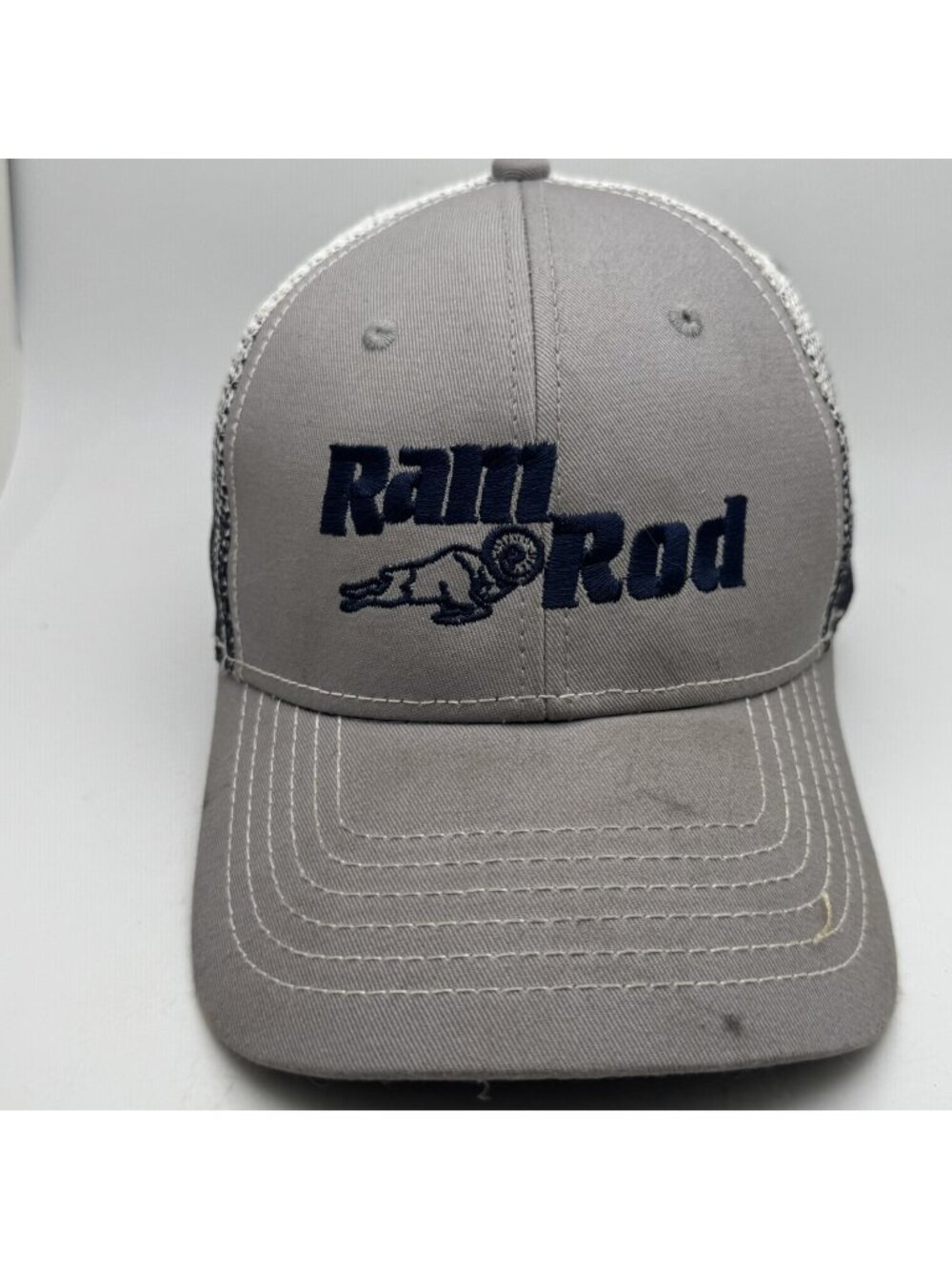 Ram Rod Trucker Hat Men's Grey Navy White Mesh Snapback Baseball Cap Cap America